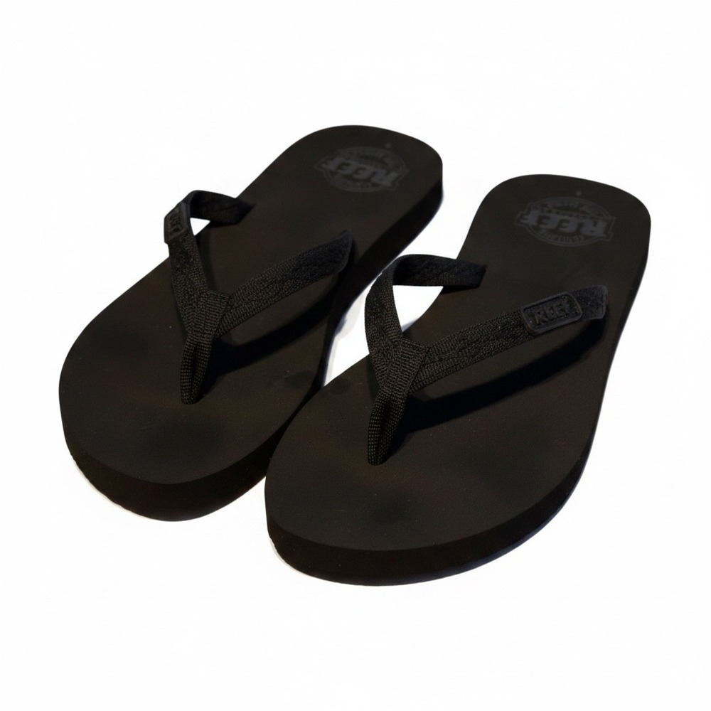 Reef Sandy Womens Black Platform Flip Flops Surf Sandals Size 9